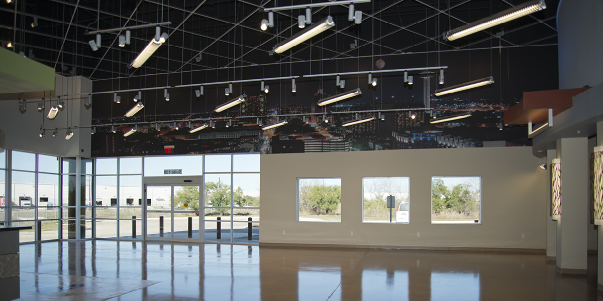 FSG -2 Large open showroom with lighting displays at FSG Lighting San Antonio.