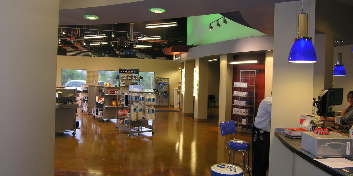 FSG -6 Showroom interior at FSG Lighting office and warehouse in San Antonio.